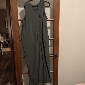 Athleta Dark Green Wide Leg Jumpsuit